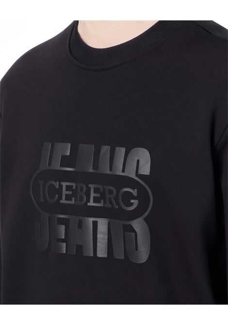 Felpa in cotone con stampa nero ICEBERG | E012 63299000